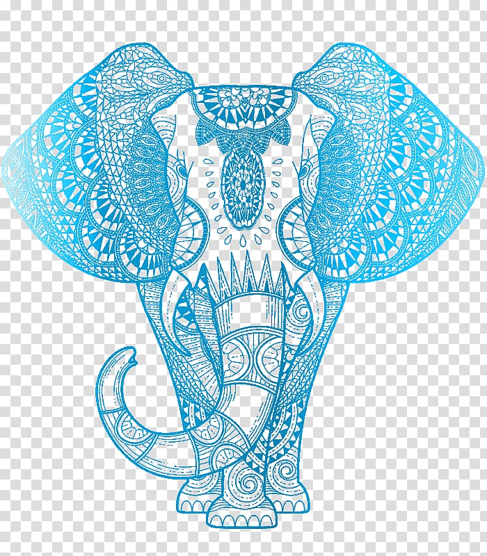Coloring book Mandala Adult Elephants Doodle, elephants transparent background PNG clipart