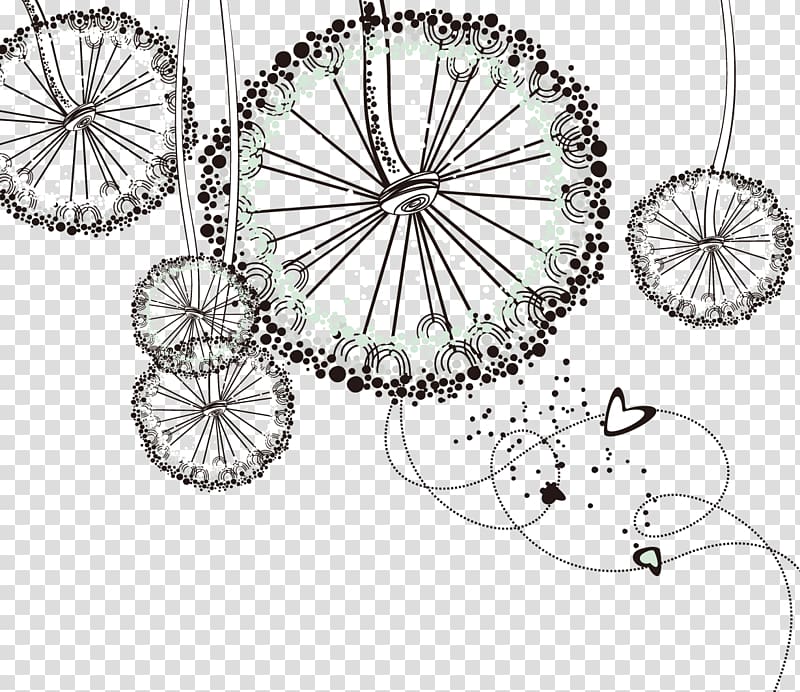 Fashion Line art, Hand-painted Dandelion transparent background PNG clipart