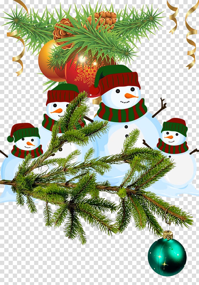 Christmas tree Christmas ornament , A group of creative pine snowman transparent background PNG clipart