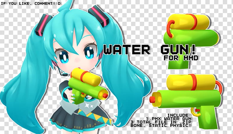 Water gun MikuMikuDance Game Doll, water gun transparent background PNG clipart