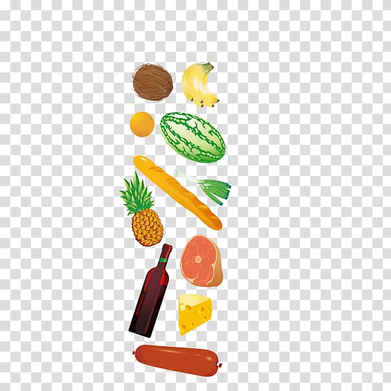Supermarket Grocery store Shopping cart Illustration, Fruit ham Food Collection transparent background PNG clipart