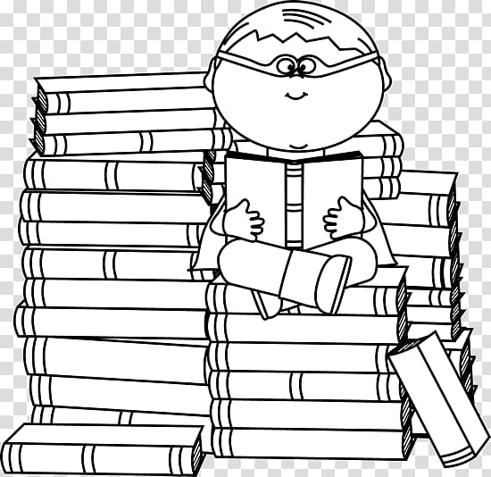 Black and white Superhero Book , Bookworm transparent background PNG clipart