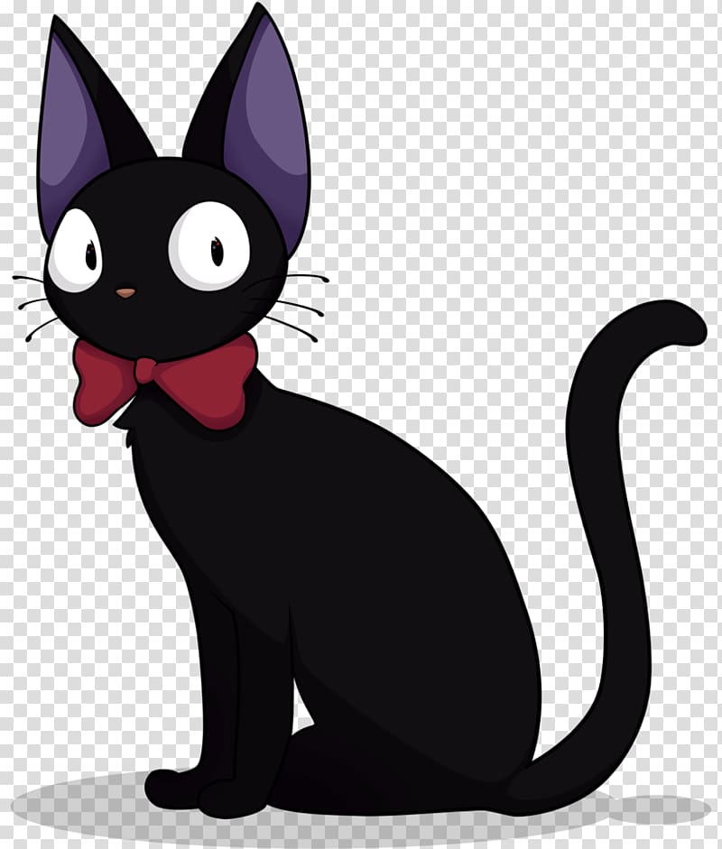 black and purple cat illustration, T-shirt Jiji Hoodie Calcifer Studio Ghibli, black cat transparent background PNG clipart