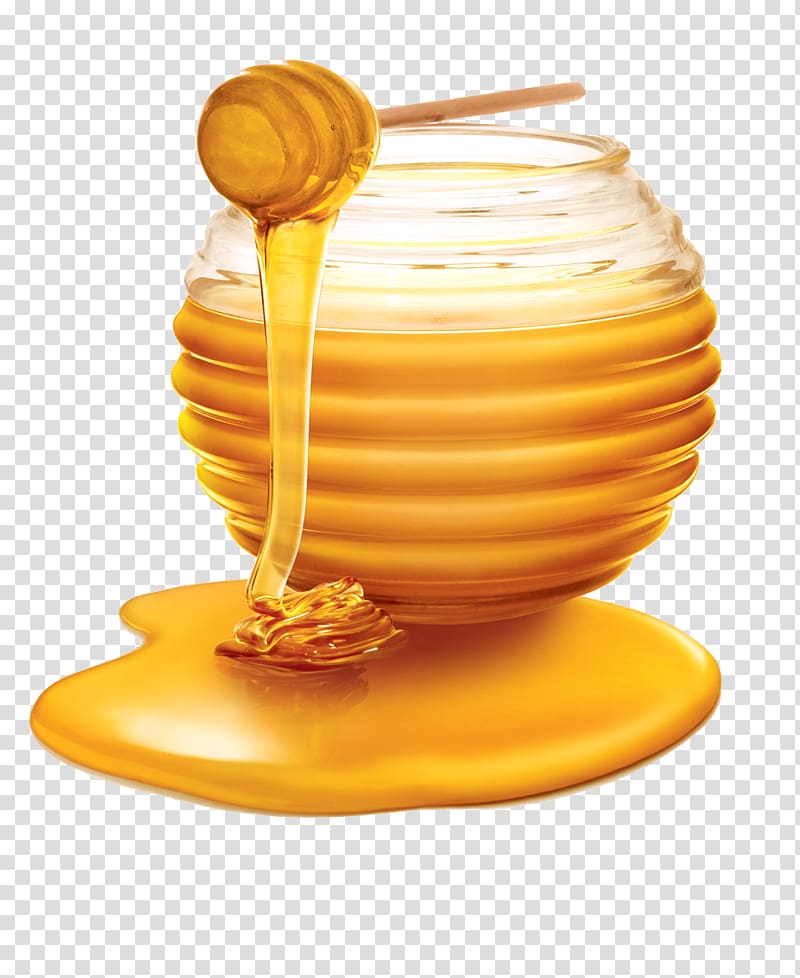 bowl with honey and honey dipper, Honey bee Honey bee Honeycomb, Honey transparent background PNG clipart