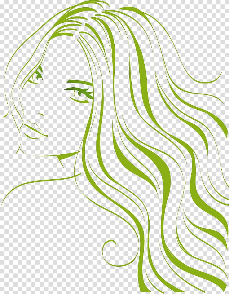 green-haired woman illustration, Beauty Parlour Artificial hair integrations Logo Unisex Cosmetics, Beauty line transparent background PNG clipart