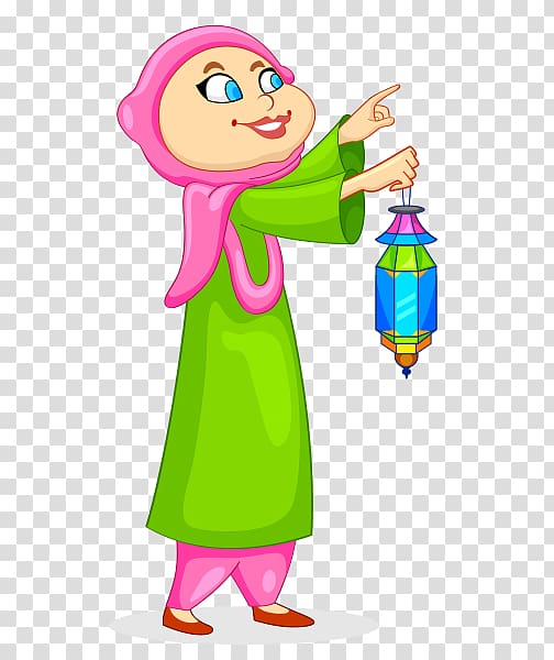 animated woman character illustration, Eid Mubarak Eid al-Fitr Eid al-Adha Muslim Ramadan, Ramadan transparent background PNG clipart