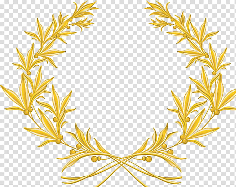 gold flower , Laurel wreath Olive wreath Olive branch, Olive laurel wreath design edge transparent background PNG clipart