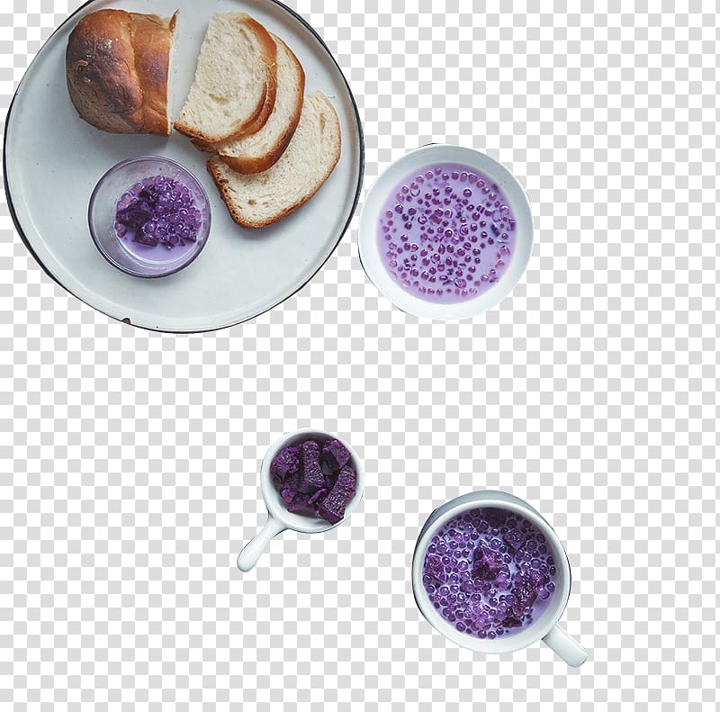 Sago soup Coconut milk Breakfast, Purple potato Sago transparent background PNG clipart