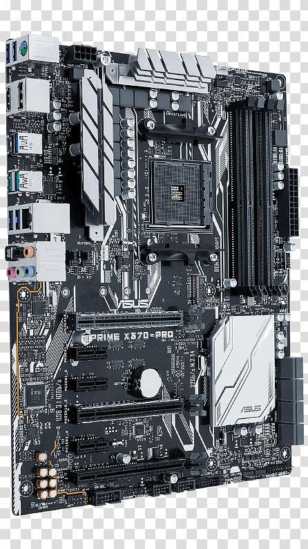 ASUS PRIME X370-PRO, motherboard, ATX, Socket AM4, AMD X370, Socket AM4, Socket Am4 transparent background PNG clipart