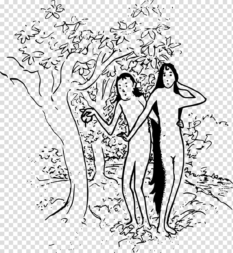 Garden of Eden Adam and Eve Cartoon Drawing, adam eve transparent background PNG clipart