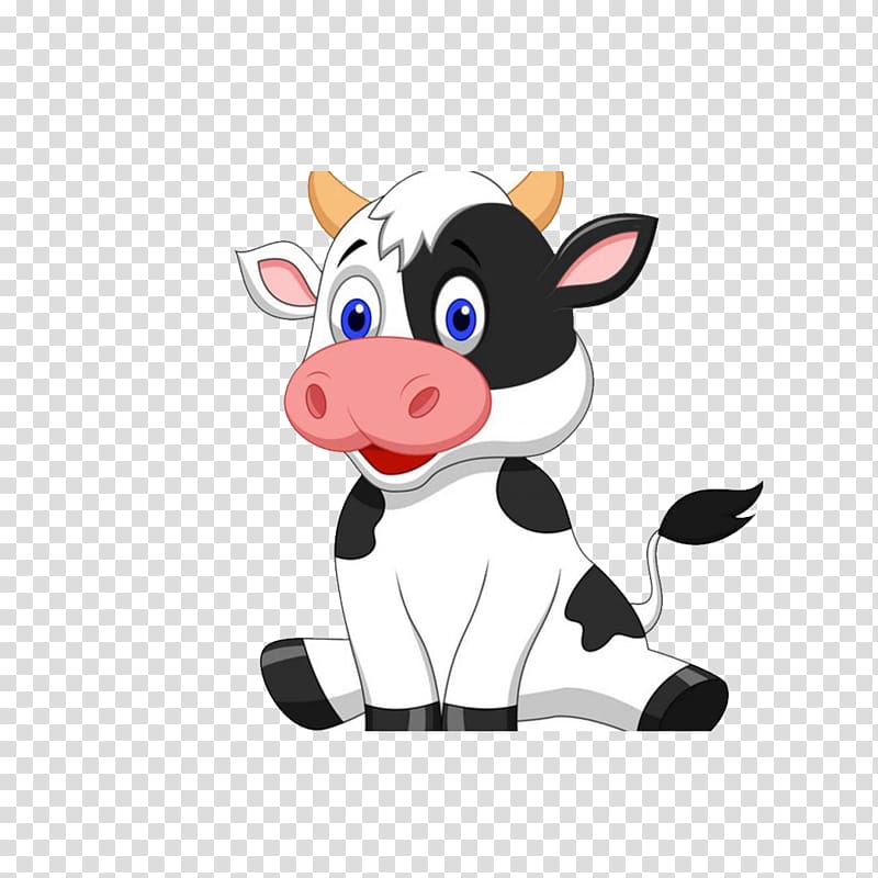 black and white cow illustration, Cattle Infant Live , Cartoon Cow transparent background PNG clipart