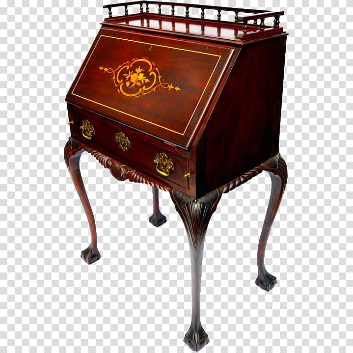 Antique Writing desk Secretary desk Furniture, antique transparent background PNG clipart