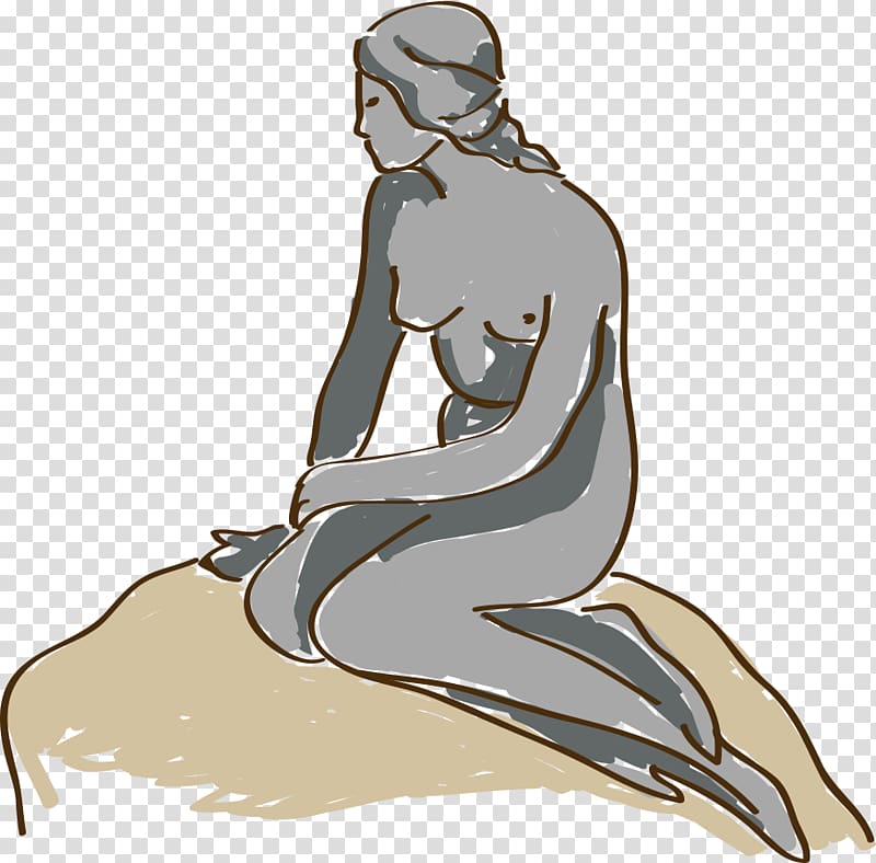 The Little Mermaid Cartoon Illustration, Hand-painted cartoon mermaid Denmark transparent background PNG clipart