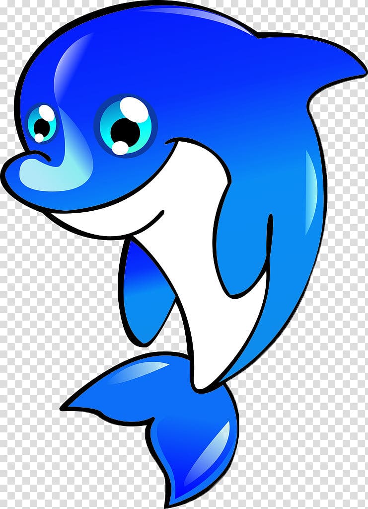 Cartoon Illustration, Blue dolphin transparent background PNG clipart