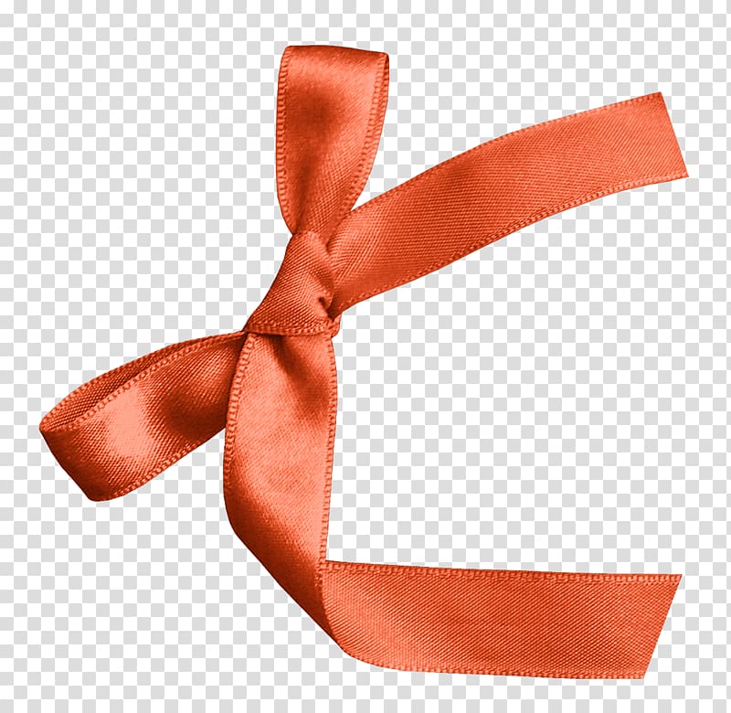 Orange ribbon, Bow transparent background PNG clipart