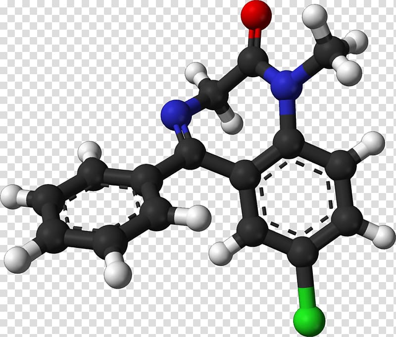 Molecule Diazepam Phenyl group Chemical substance Chemical structure, Molecule illustration transparent background PNG clipart