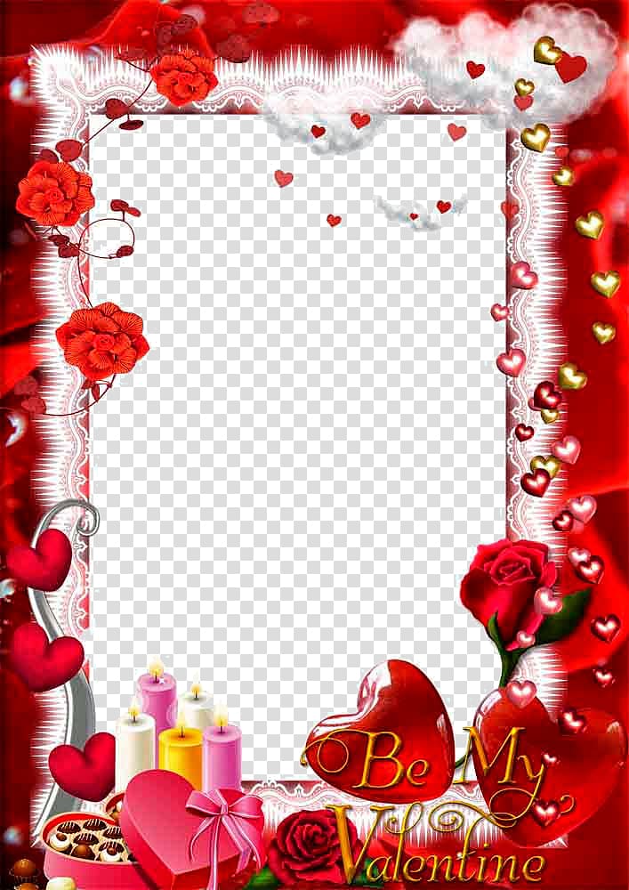 red flower accent border , Love frame, Love Frame transparent background PNG clipart