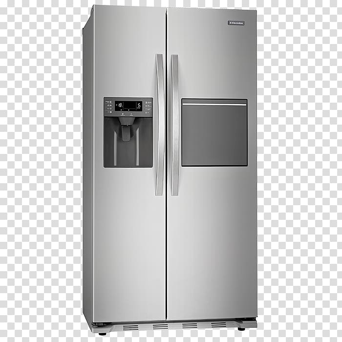 Refrigerator Stainless steel Electrolux Ice Makers, refrigerator transparent background PNG clipart