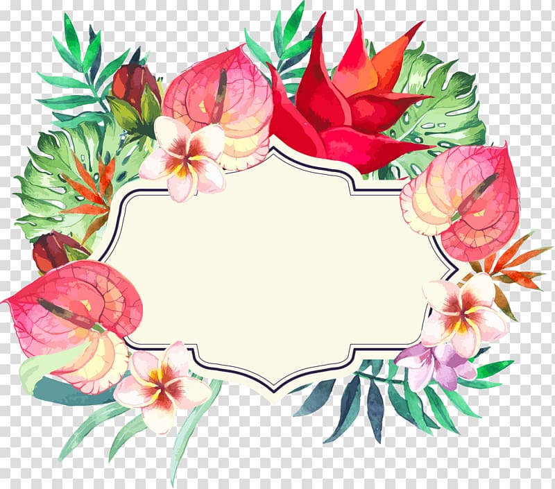 assorted flowers art, , Colorful flower frame transparent background PNG clipart