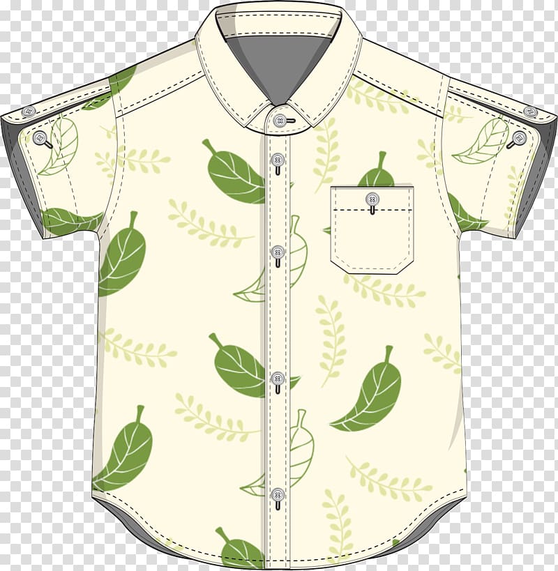 white and green leaf print shirt illustration, Shirt Sleeve Template Clothing, Kids template transparent background PNG clipart