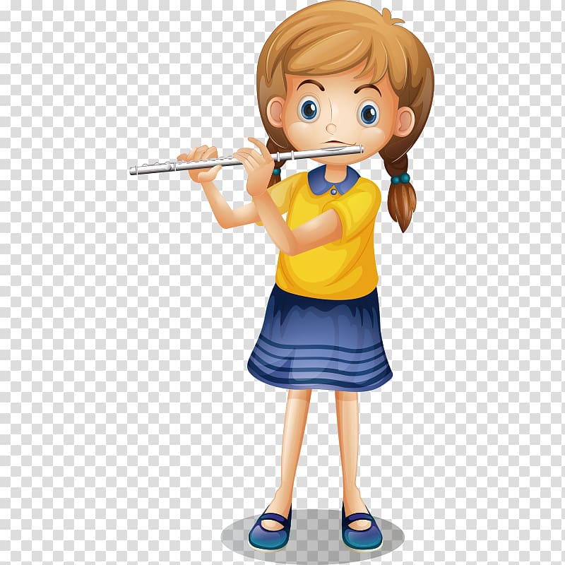 flute the little girl transparent background PNG clipart