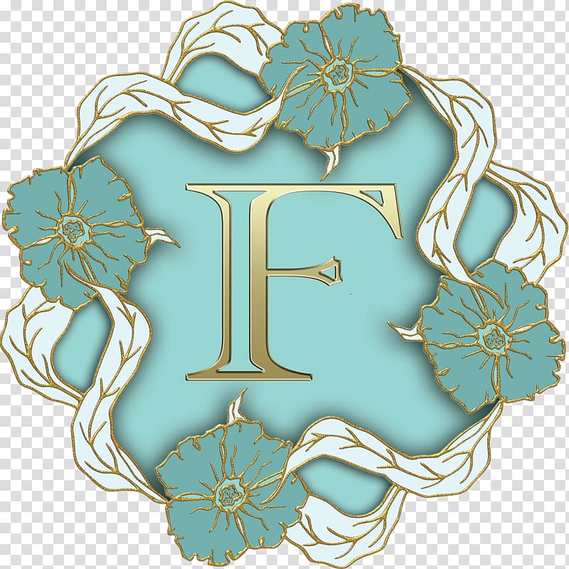 white and blue floral frame illustration, Flower Theme Capital Letter F transparent background PNG clipart