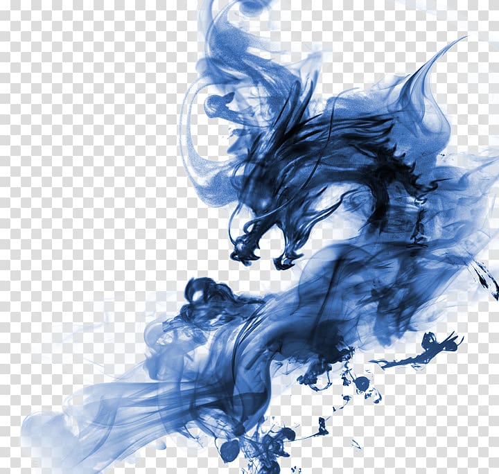 black and blue dragon illustration, China Chinese dragon Ink, Ink dragon transparent background PNG clipart