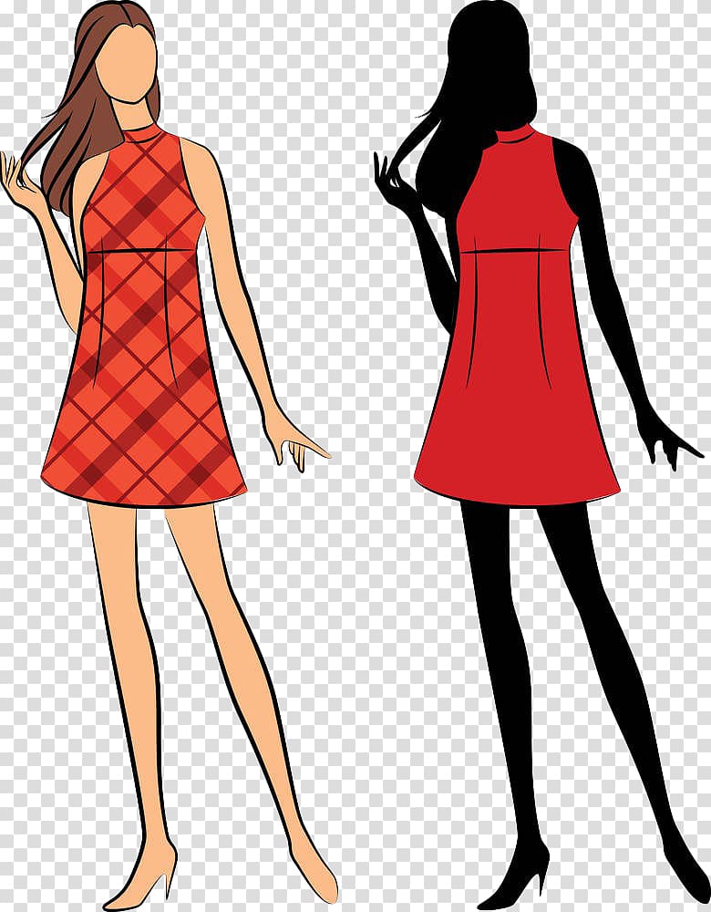 Silhouette Illustration, Hand-painted women\'s models transparent background PNG clipart