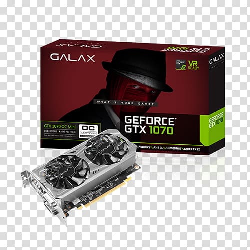 Graphics Cards & Video Adapters NVIDIA GeForce GTX 1070 GDDR5 SDRAM GALAXY Technology, Backplate transparent background PNG clipart