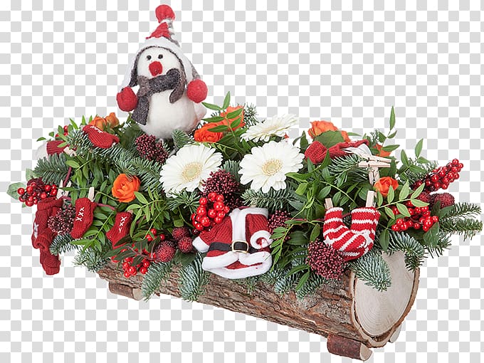 Floral design Christmas ornament Flower bouquet Yule log Cut flowers, christmas transparent background PNG clipart