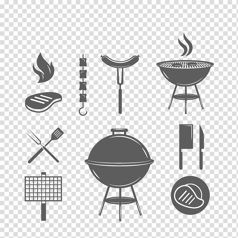black charcoal grill illustration, Barbecue Grilling, Barbecue transparent background PNG clipart