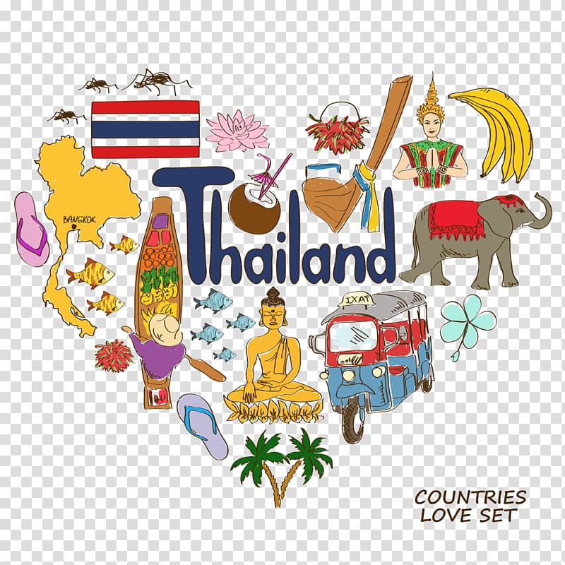 Thailand artwork , Thailand Heart Symbol Illustration, Thailand element transparent background PNG clipart