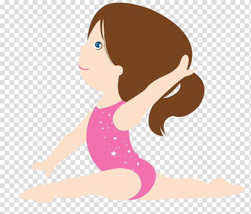 brown haired girl in pink ballerina illustration, Artistic gymnastics Gymnast Girl , moment transparent background PNG clipart