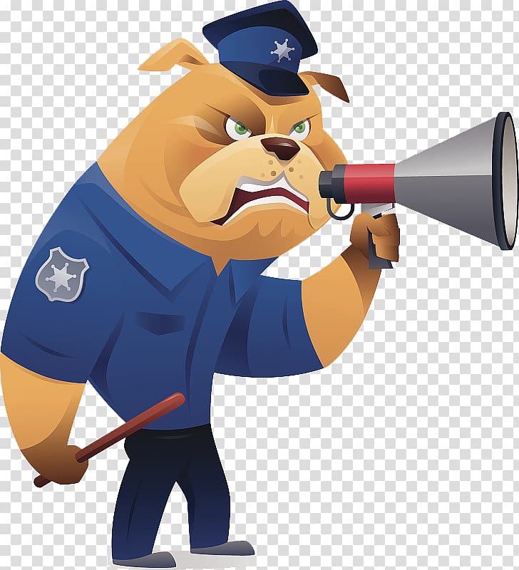 Bulldog Police officer Illustration, Caricature designs the of police transparent background PNG clipart