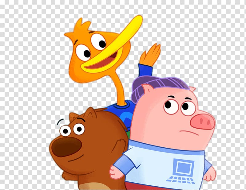 pig, duck, and bear art, P. King Duckling and His Friends transparent background PNG clipart