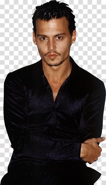 man wearing black long-sleeved collared shirt, Johnny Depp Sitting transparent background PNG clipart