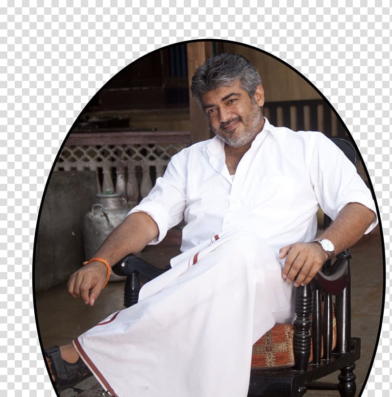 smiling man wearing white thobe sitting on brown wooden rocking chair, Ajith Kumar Veeram YouTube Tamil cinema Actor, youtube transparent background PNG clipart
