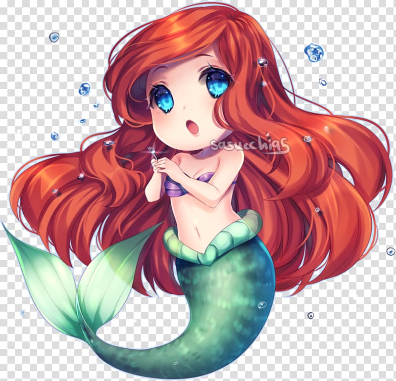 Ariel Chibi Disney Princess Drawing YouTube, girl red hair transparent background PNG clipart