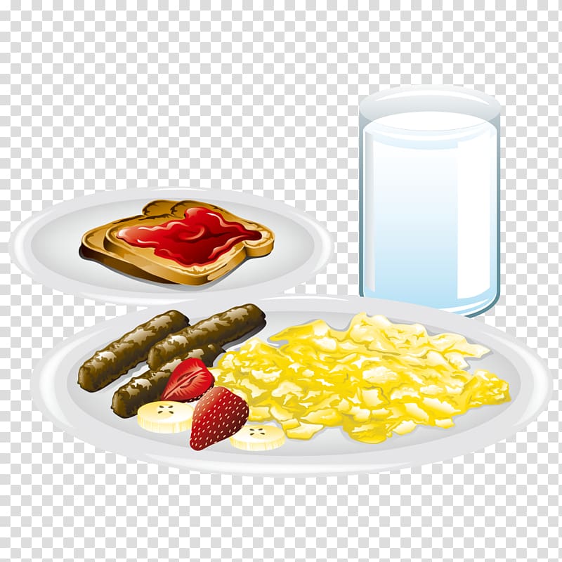 Sausage Breakfast Scrambled eggs Fried egg Bacon, egg and cheese sandwich, Breakfast transparent background PNG clipart