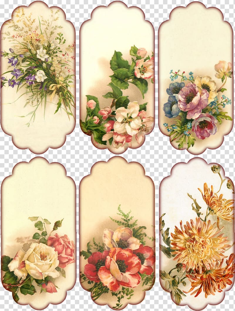 multicolored floral illustration, Pressed flower craft Floral design Vintage clothing Paper, pink label transparent background PNG clipart