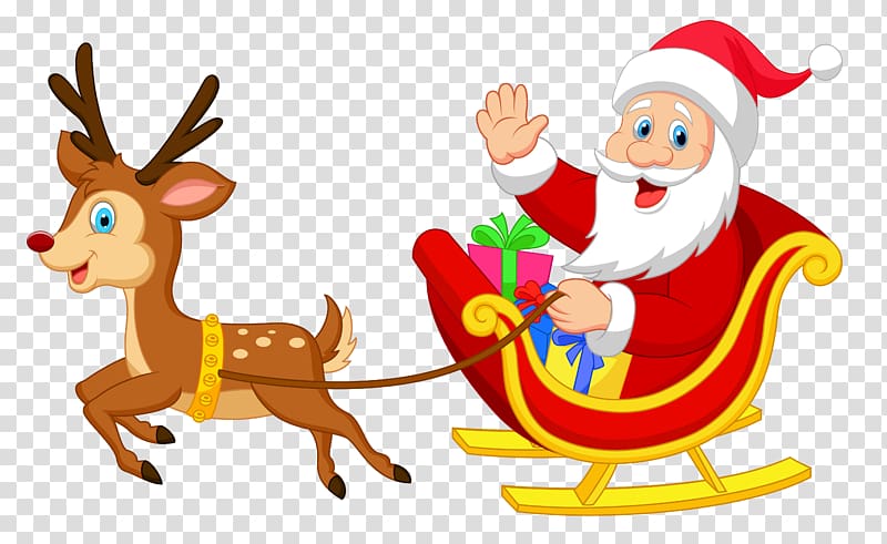 Reindeer Santa Claus Christmas ornament Illustration, Santa with Rudolph , Santa Claus illustration transparent background PNG clipart