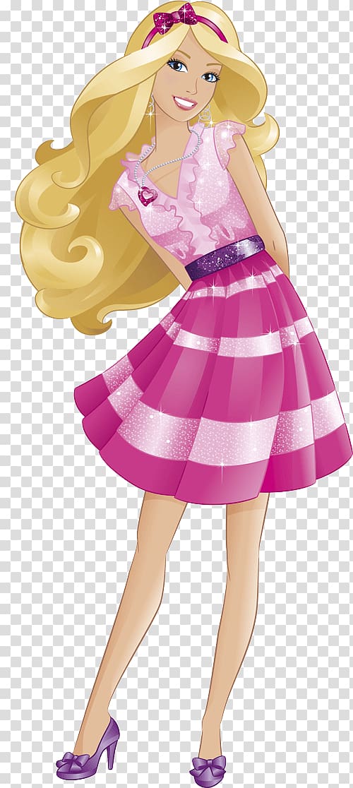 woman in pink dress illustration, Barbie Doll , colorful fashion transparent background PNG clipart