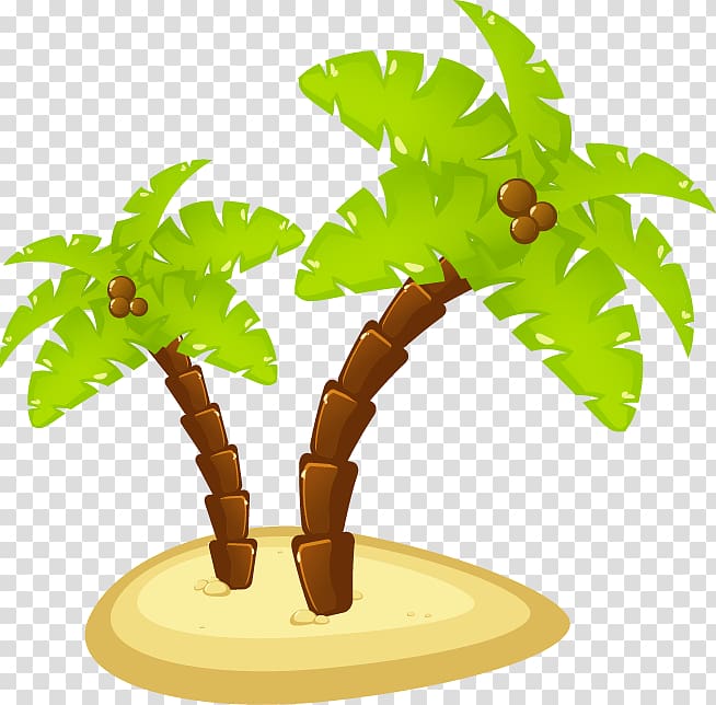 Summer Euclidean Icon, Painted green coconut tree pattern transparent background PNG clipart