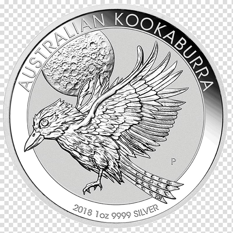 Perth Mint Laughing kookaburra Australian Silver Kookaburra Bullion coin, silver transparent background PNG clipart