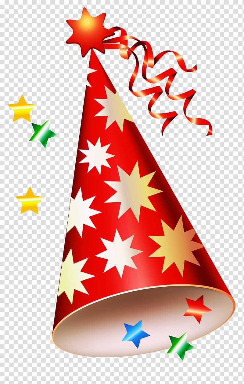 Party hat Birthday , Red Party Hat , red and yellow birthday hat transparent background PNG clipart