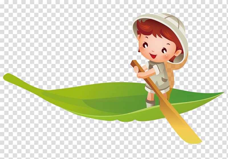 Watercraft Illustration, Boys draw leaves boat transparent background PNG clipart