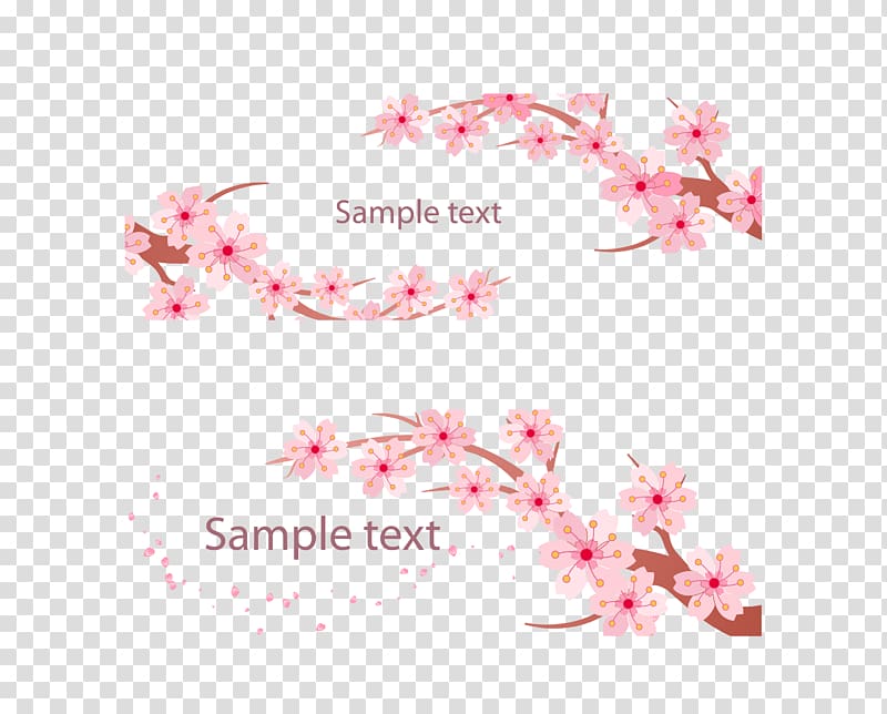 pink cherry blossom flowers illustration, Cherry blossom Banner, pink Japanese elements cherry tree branches transparent background PNG clipart