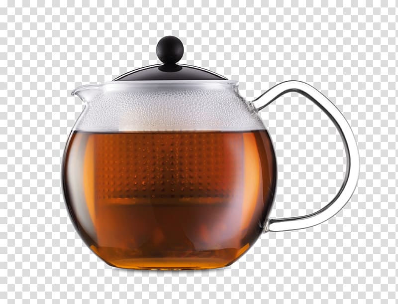 Assam Teapot With Strainer 1L, Black Moka pot Coffee, Assam Tea transparent background PNG clipart
