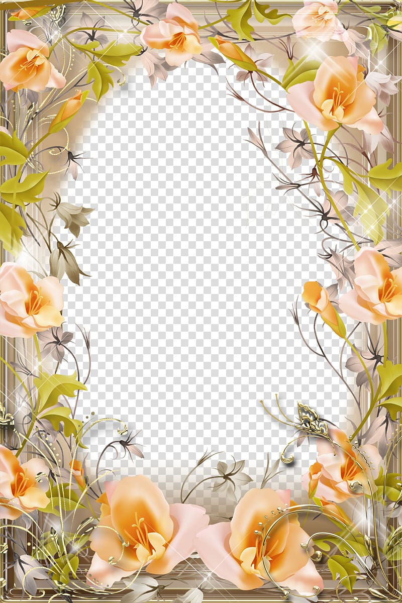 orange lily flowers border illustration, frame Flower, Mood Frame transparent background PNG clipart