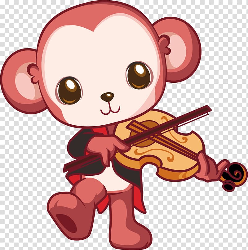 Cartoon Violin, The little monkey of the piano transparent background PNG clipart